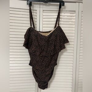 Kona Sol Brown Leopard Print Bathing Suite